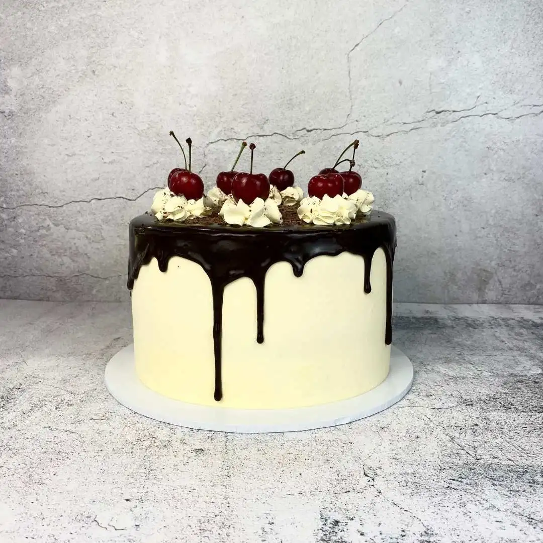 Black Forrest Cake with Chocolate & Fresh Cherries