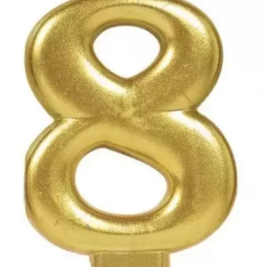 Gold 8 number cake candle