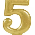 Gold Number 5 Candle