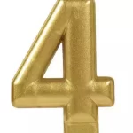 Gold 4 number cake candle