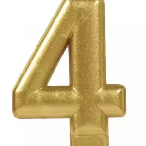 Gold 4 number cake candle