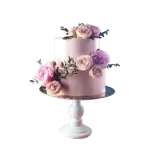 Fresh Pink Cream Wedding Cake