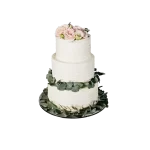 2 Tier White Wedding Cake